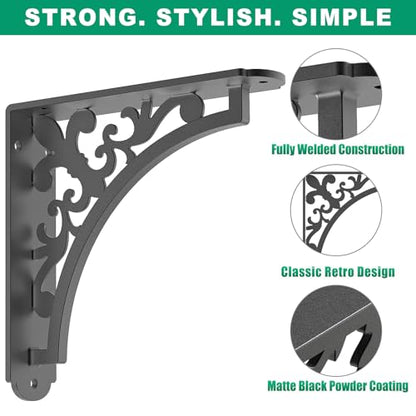 SELEWARE Heavy Duty Shelf Brackets 8" Decorative L Brackets, Classic B 2Pcs - style: Classic B-2 pack