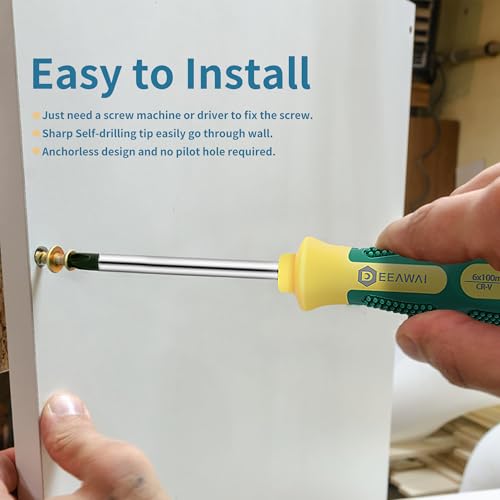 15 Pcs 100lb Picture Hangers Double Headed Screws Picture Hanging Kit Hooks Self Tapping Wall Hangers Screw for Keyholes D-Rings Sawtooth Drywall Wooden Wall Picture Hanging Nails