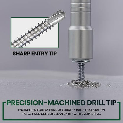 150 Pcs Self Drilling Screws, 410 Stainless Steel Hex Washer Head