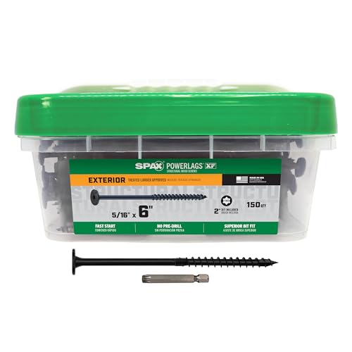 SPAX 5/16" x 6" Powerlags XF Exterior Pancake Head Structural Wood Lag Screws (150 pcs) T40 T-Star HCR Heavy Duty Timber Landscape Deck Structures High Corrosion Resistant - size: 5/16" x 6"