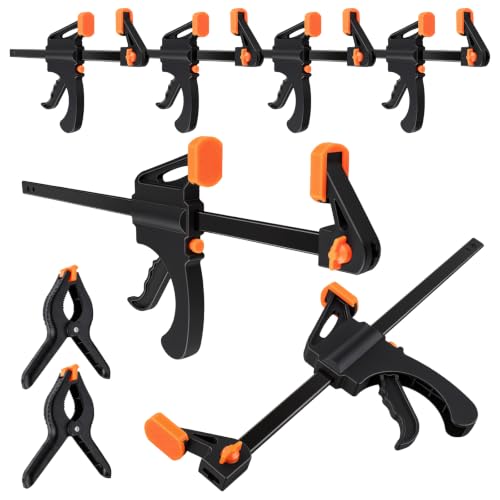 AJulyBee 8Pcs Bar Clamps for Woodworking, 6" & 12" Quick Grip F Clamps Set