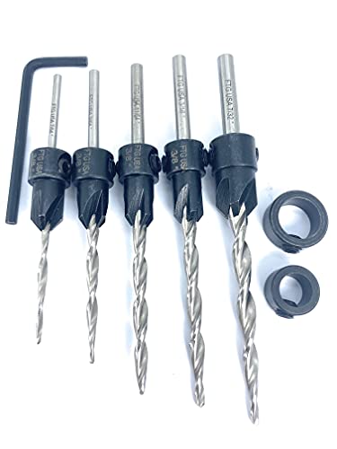 FTG USA #4#6#8#10#12 Round Shank Parabolic Wood Countersink Drill Bit Set - style: #4#6#8#10#12 Straight Shank
