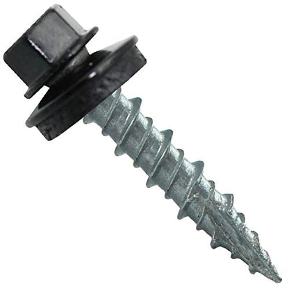 10 x 1 Black Metal Roofing Screws - Hex Washer Head- Self-Starting/Tapping - EPDM Washer. 1 Bag - 250 Screws - color: BLACK, size: 1"