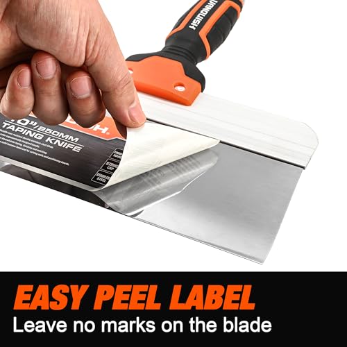 Vanquish 10 Inch Stainless Steel Drywall Taping Knife Scraper with Flexible Blade and Soft Grip Handle (3521) - size: 10 Inch