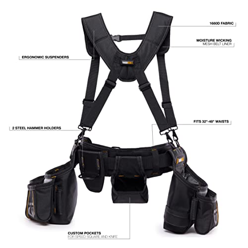ToughBuilt - Framer Suspension Rig, Quick-Adjust Straps, TB-303-6 - size: Framer Suspension Rig (Small Pouches)