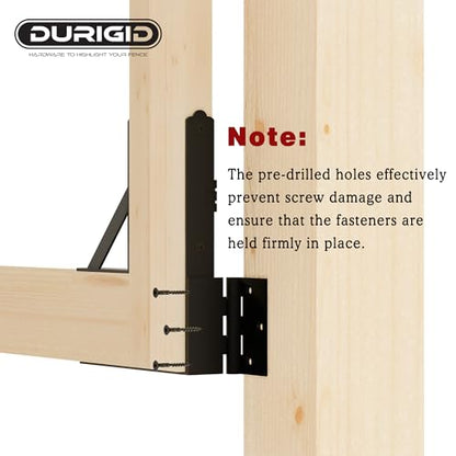 Wood Fence Gate Kit Gate Kits, Gate Frame Kit with Gravity Gate Latch, Wood Gate Hardware, Heavy Duty Fence Gate Kit with Corner Brace Brackets, Gate Kit for Wooden Fence, Black, 1 Set