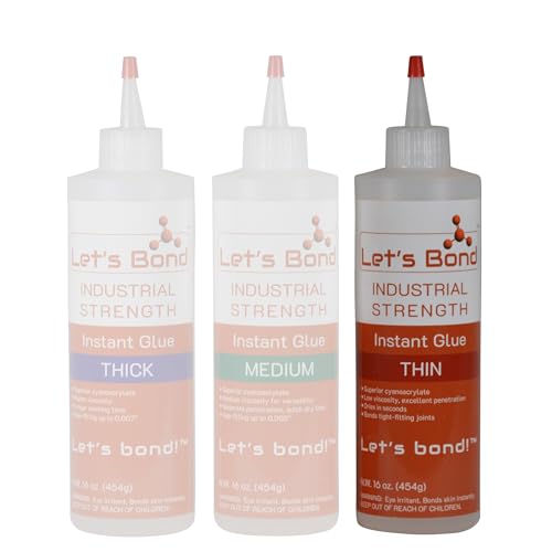 Let's Bond 16 oz Thin Professional Grade Instant Glue Bundle, Premium Cyanoacrylate, 5 CPS - size: 16 oz Bundle