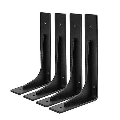 8"x 4.7" Shelf Brackets,L Shelf Brackets, Vertical Angle, Premium Alloy Metal Heavy Duty Shelf Bracket, high Strength Mounting Hardware Included, Corner Brace Joint,Pack of 4. (8 inch L+Beam) - size: 8 inch x 4.7 inch L+BEAM