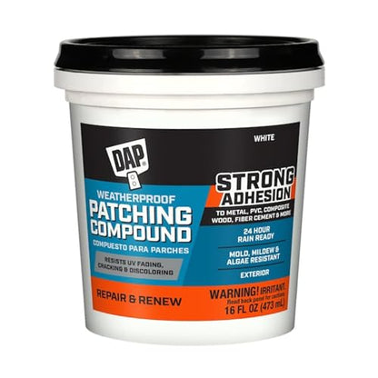 DAP Weatherproof Patching Compound, White, 16 Oz (7079818741) (Pack of 1) - size: 16 fl oz (Pack of 1)