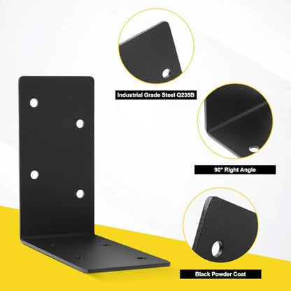 4 Pcs 6"x6"x3" L Right Angle Bracket, 3MM Heavy Duty Steel - size: L-6''X6''X3''