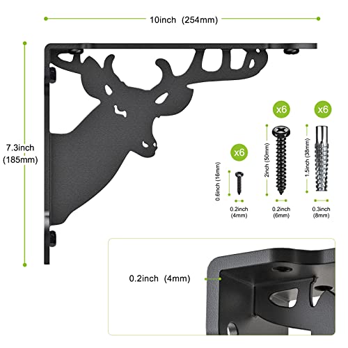 SELEWARE 2 Pack 10" Heavy Duty Shelf Brackets, Deer Decorative L Brackets - size: 10 Inch, style: Deer-2 pack