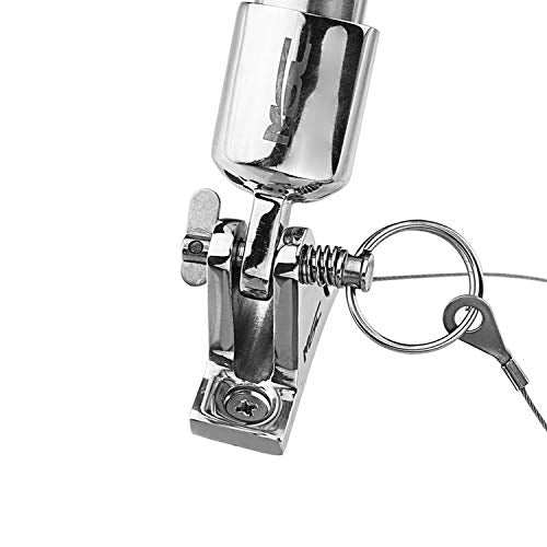 NRC&XRC 4PCS Quick Release Pin Bimini Top Pins 1/4" with Lanyard for Boat Bimini Top Deck Hinge Or Jaw Slide Clamp Bracket Marine Hardware (Quick Release Pin with Ring)