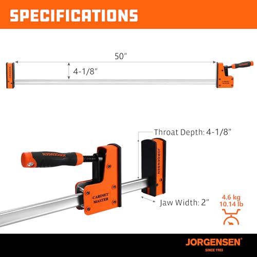 JORGENSEN 50-Inch Parallel Bar Clamps, 2-Pack Cabinet Master Bar Clamps - size: 50-Inch