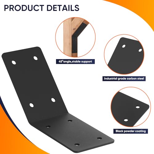 4 Pcs 5"x5"x3" 45 Degree Angle Brackets for 4x4 6x6 Wood, 3MM - size: 45D-5''X5''X3''