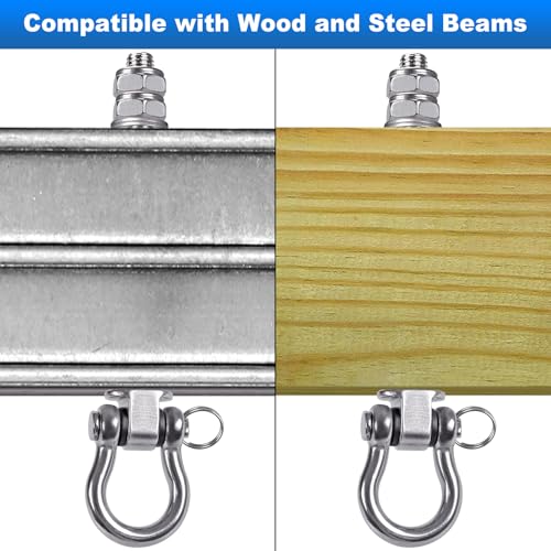 4Pcs Heavy Duty Swing Hangers with Bearings Swing Hooks for Wood & Metal Beams Stainless Steel Swing Hardware Bolts for Hanging Hammocks Chair, Yoga Swings, Porch Swing 5" X M2/5", 1500LB Capacity - color: 4 pack - 5"