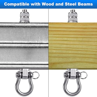 6Pcs Heavy Duty Swing Hangers with Bearings Swing Hooks for Wood & Metal Beams Stainless Steel Swing Hardware Bolts for Hanging Swings Chair Hammock Aerial Yoga Porch Swing 5" X M2/5", 1500LB Capacity - color: 6 pack - 5"
