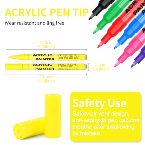 Yellow Acrylic Paint Pens 6 Pcs Permanent Marker Pens Extra Fine - color: Yellow