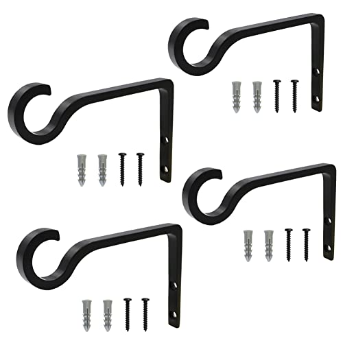 QIEGL 6inch Al-Alloy Hanging Plant Bracket Black 4 Pack - color: Black(4Pack), size: 6in Aluminum Alloy