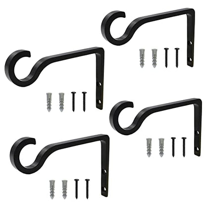 QIEGL 6inch Al-Alloy Hanging Plant Bracket Black 4 Pack - color: Black(4Pack), size: 6in Aluminum Alloy