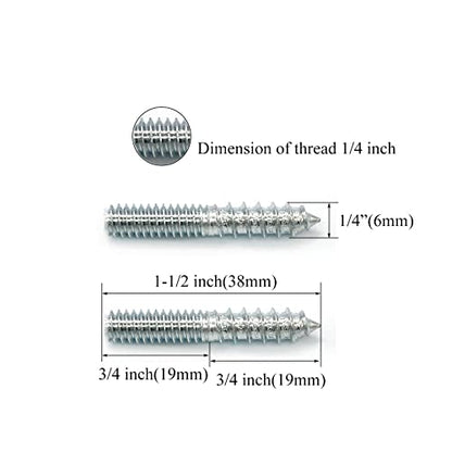 12 Pack 1/4-20 x 1-1/2 Inch Silver Hanger Bolts 1/4-20" Double Headed Bolts 1/4 Wood Dowel Screw Self-Tapping Screw Hanger Bolts for Furniture Screws Double Screw Threaded Rods Bolt 37mm length - size: Silvery 1/4-20"x1-1/2"-12PCS