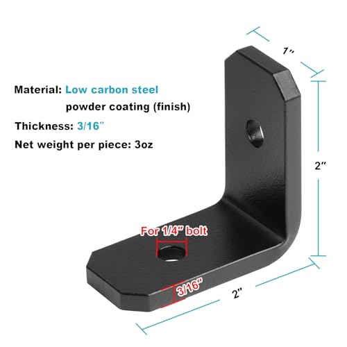 4 PCS 2" x 1" Heavy Duty L Angle Bracket, Black Rafter Clip, 6 Gauge (Pack of 2) - size: 2" x 2" x 1" (Pack of 2)