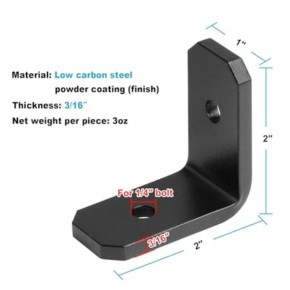 4 PCS 2" x 1" Heavy Duty L Angle Bracket, Black Rafter Clip, 6 Gauge (Pack of 2) - size: 2" x 2" x 1" (Pack of 2)