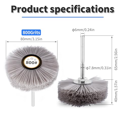 2pcs Nylon Wheel Brush, 800 Grit, 6mm Shank - style: 2Pcs 800#
