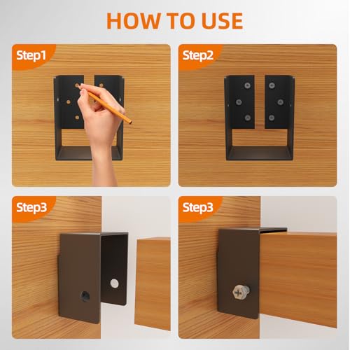 lifgarfe 4pcs 4"x6" Concealed Joist Hanger Bracket Fit for 4"x6" Beam,Swing,handrail,and Fence