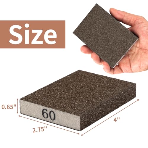 8 Pack Sanding Sponge Block, Wet Dry Sandpaper Sand Paper for Drywall Wood - size: 60 Grit