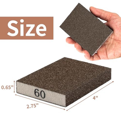 8 Pack Sanding Sponge Block, Wet Dry Sandpaper Sand Paper for Drywall Wood - size: 60 Grit