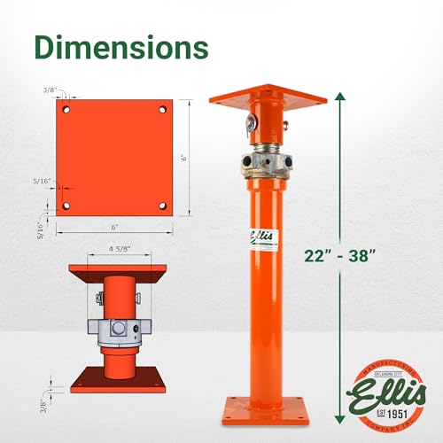 Ellis Light-Duty Lifting Shores, Adjustable Screw Jack Post, 22" to 38" - size: 22" - 38"
