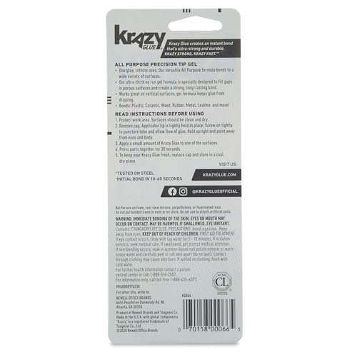 Krazy Glue All Purpose Super Glue Gel with Precision Tip (2g Tube) - size: 1 Count
