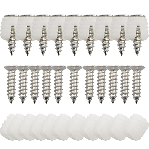 E-outstanding 20Pcs Plastic Dowel Inserts Hinge Expansion Plug with Mounting Screws for Hinges