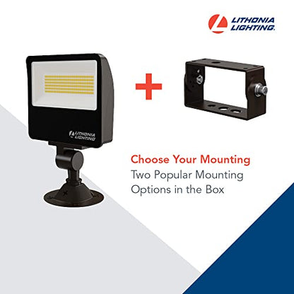 Lithonia Lighting All-in-One LED Flood Light, Waterproof Dusk to Dawn MVOLT - color: Switchable White (Adjustable Lumens), size: 6.04 W x 5.17 L x 1.86 H | Knuckle or Yoke Mount, style: Modern