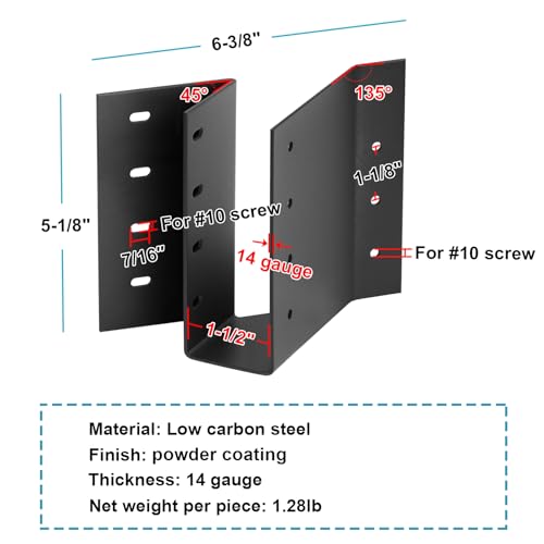 2 Pack Black Skewed Left 45 Degree Angled Joist Hanger for 2x6 Lumber