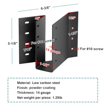 2 Pack Black Skewed Left 45 Degree Angled Joist Hanger for 2x6 Lumber