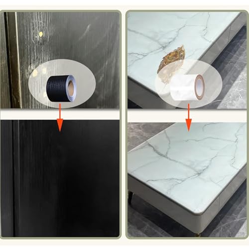 Black Wood Grain Repair Tape 3.15" x 32 feet Woods Grain Tape Self-Adhesive Wooden Tapes for Furniture Flooring Cabinets Doors Windows Handmade DIY (Black Wood Grain) - color: Black wood grain