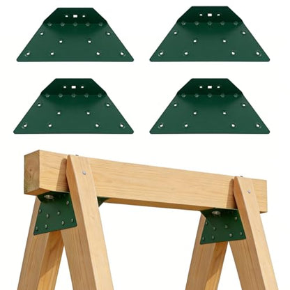 EZ Frame Wooden Swing Accessories, A-Frame Bracket for Swing Set Swing Beam, Swing Fitting, High Strength Support, Green, 4Pcs