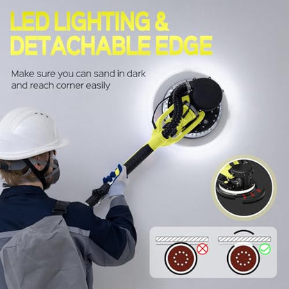 Drywall Sander, 2026 New 8-Amp Drywall Sander with Vacuum Dust Collector - color: Light Yellow
