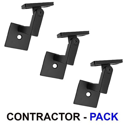Modern Adjustable Heavy-Duty Brackets (3-Pack) Easy to Install Solid Bracket for Stair Railing - Real Satin Black NOT Matte or Flat Color