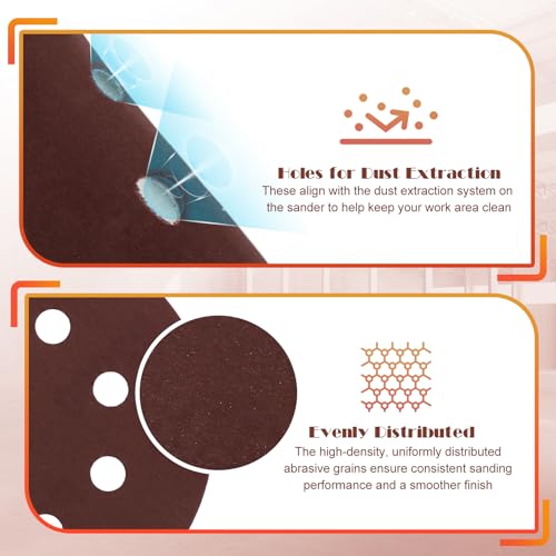 60 Grit Sanding Discs Sandpaper, Jamiikury 5 Inch Orbital Sander Sandpaper Hook and Loop Sanding Pads Round Sand Paper - Pack of 20