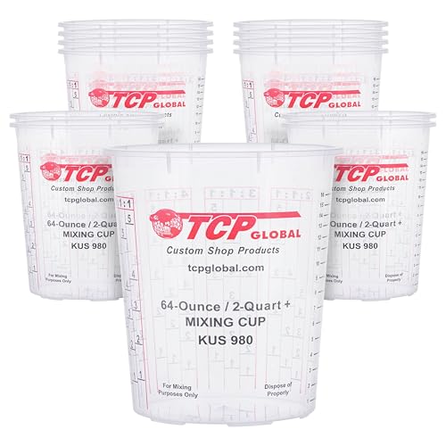 Custom Shop Paint Mixing Cups, 64-Ounce, 12 Pack, Plastic Measuring Cups