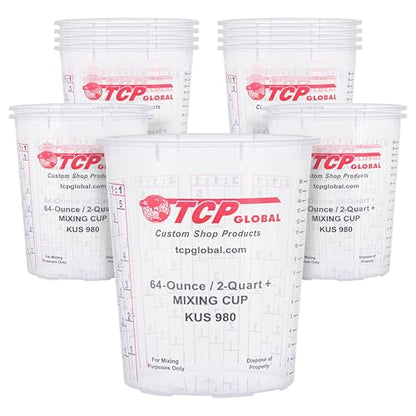 Custom Shop Paint Mixing Cups, 64-Ounce, 12 Pack, Plastic Measuring Cups