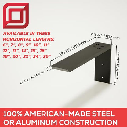 Solid Heavy Duty Steel Countertop Support L-Bracket, 1 Count, 24 Inches, DIY Projects, Made with American Steel by The Original Granite Bracket - size: 24 Inches, style: A36 Cold Roll Steel