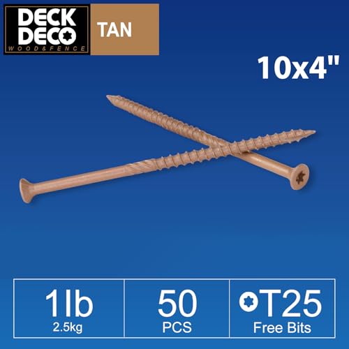 Wood Screws #10 x 4 Exterior Deck Screws 50pcs(Approx) 1 lb/Box - size: #10x4"