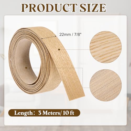 uxcell 7/8 Inch x 10ft Wood Veneer Edge Banding, Pre-Glued Flexible Ash Edging Strips, Iron on with Hot Melt Adhesive Wood Tape for Cabinet Repair and Furniture Restoration - size: 7/8 Inch x 10ft