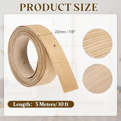 uxcell 7/8 Inch x 10ft Wood Veneer Edge Banding, Pre-Glued Flexible Ash Edging Strips, Iron on with Hot Melt Adhesive Wood Tape for Cabinet Repair and Furniture Restoration - size: 7/8 Inch x 10ft