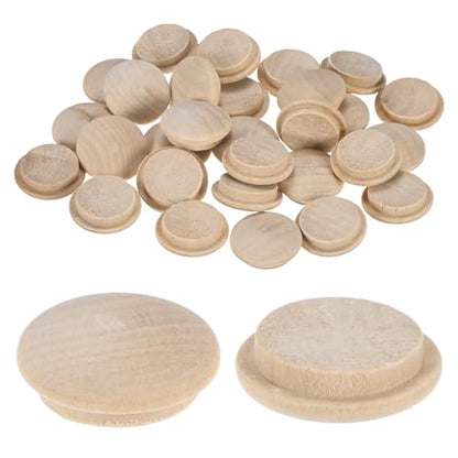 M METERXITY 25-Pack Wood Plugs for Screw Holes, 23 x 18mm Beech Button Wood Top Plugs for Furniture/Stair/Chair/Craft, Flat Head Decorative Wooden Cover - size: 23x18mm