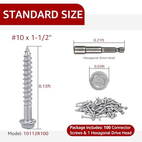 Connector Screws #10x1-1/2 Compatible with Simpson Strong-Tie Screw 100PCS