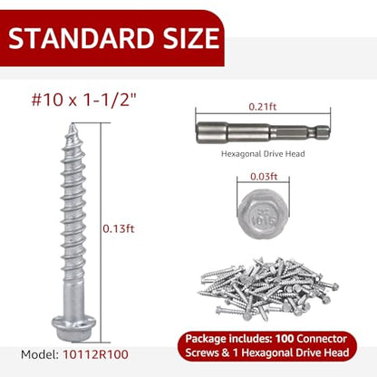 Connector Screws #10x1-1/2 Compatible with Simpson Strong-Tie Screw 100PCS
